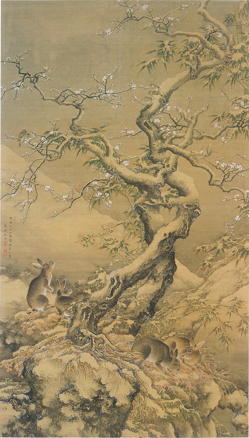 掛軸「沈南蘋 菊花蜂図」画家 中国 清 南蘋派 花鳥画名手 絵画 -